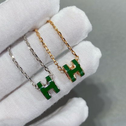 [BloomBling]POP H GREEN NECKLACE SILVER AND GOLD