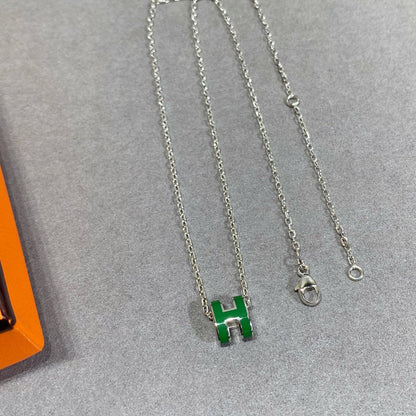 [BloomBling]POP H GREEN NECKLACE SILVER AND GOLD