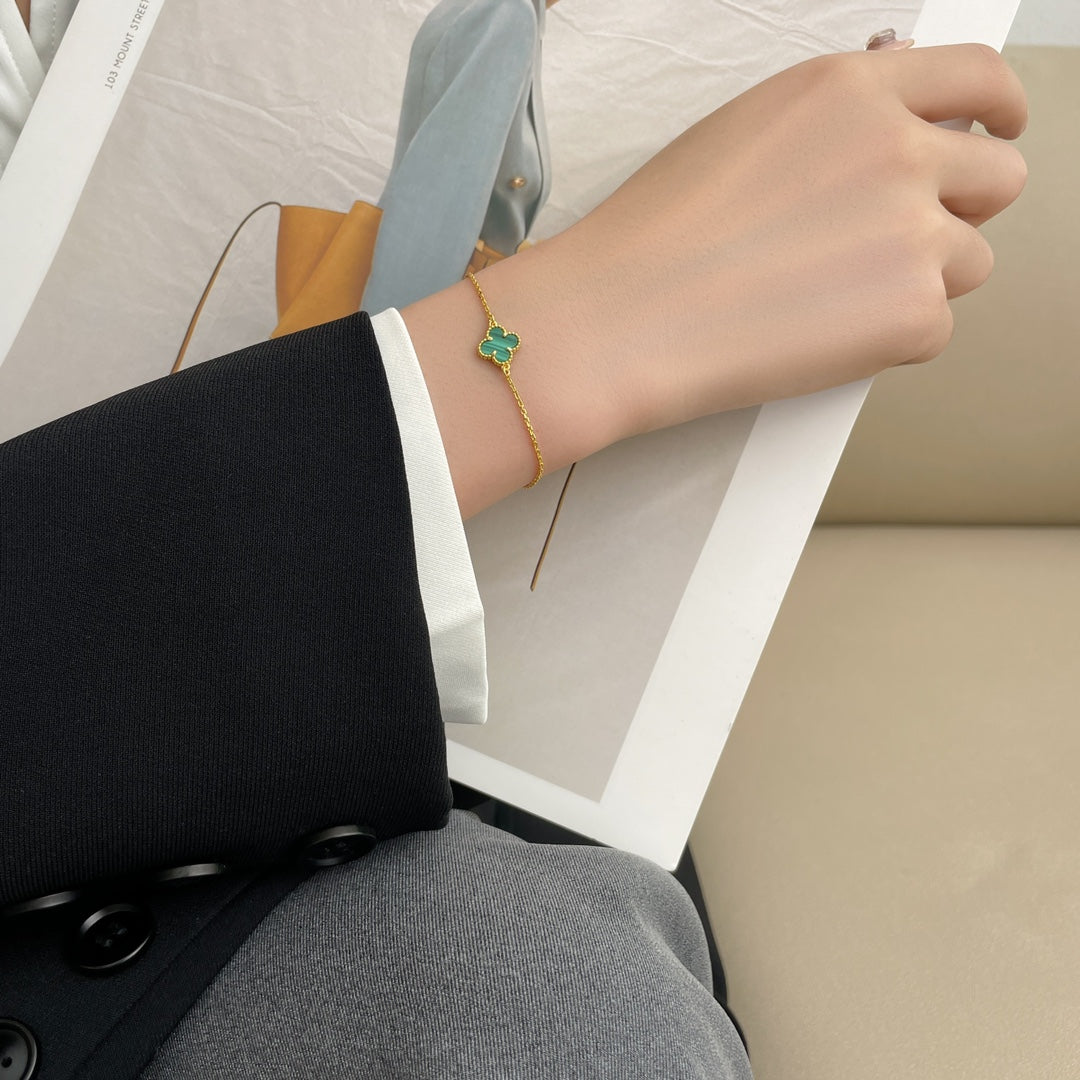 [BloomBling]CLOVER BRACELET MALACHITE 1 MOTIF