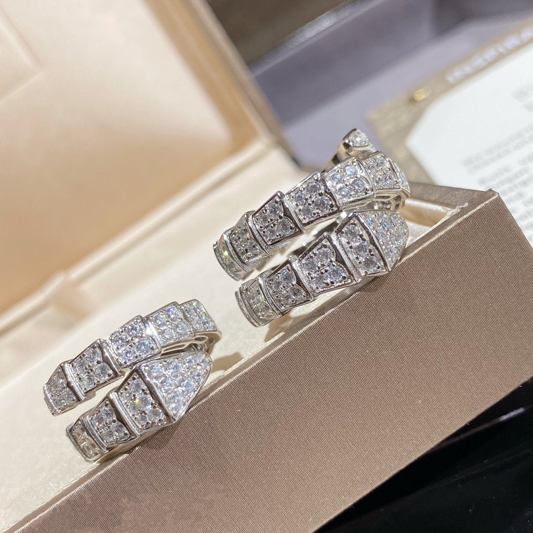 [BloomBling]SERPENTI DOUBLE RING SILVER DIAMOND PAVED