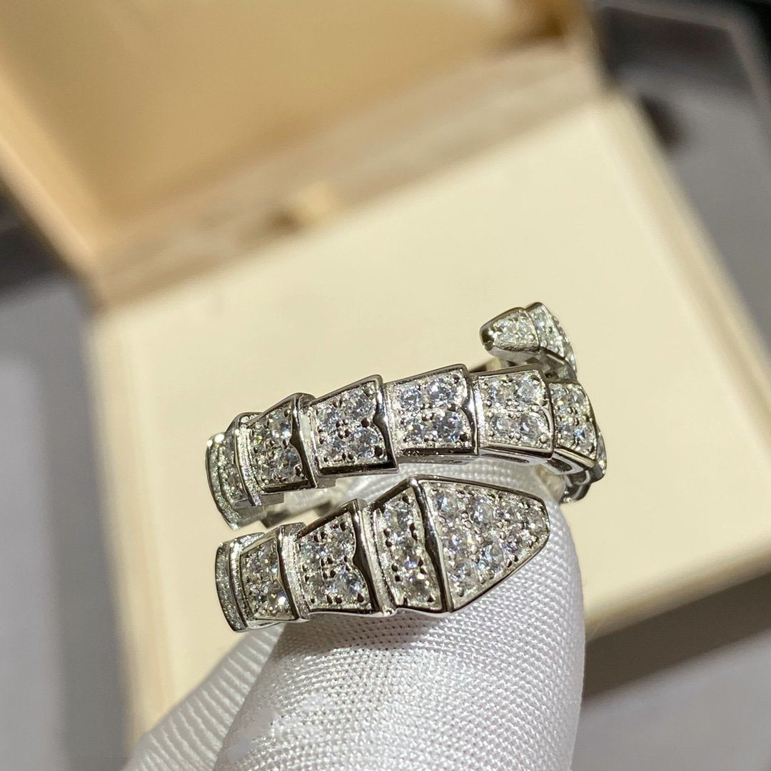 [BloomBling]SERPENTI DOUBLE RING SILVER DIAMOND PAVED