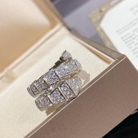 [BloomBling]SERPENTI DOUBLE RING SILVER DIAMOND PAVED