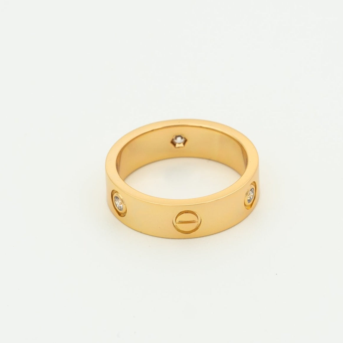 [BloomBling]LOVE RING 5.5MM 3 DIAMONDS PINK GOLD