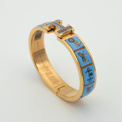 [BloomBling]H PINK GOLD BRACELET BLUE CERAMIC