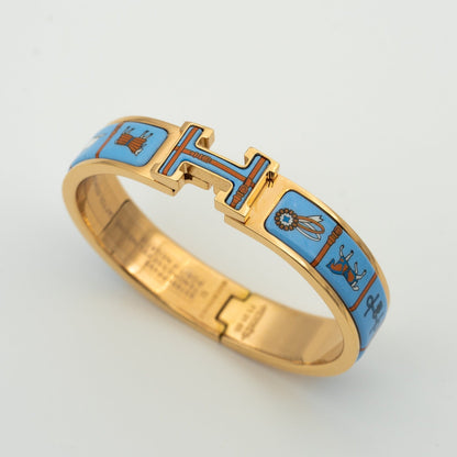 [BloomBling]H PINK GOLD BRACELET BLUE CERAMIC