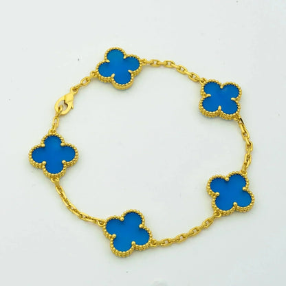 [BloomBling]CLOVER 5 MOTIFS BLUE AGATE BRACELET