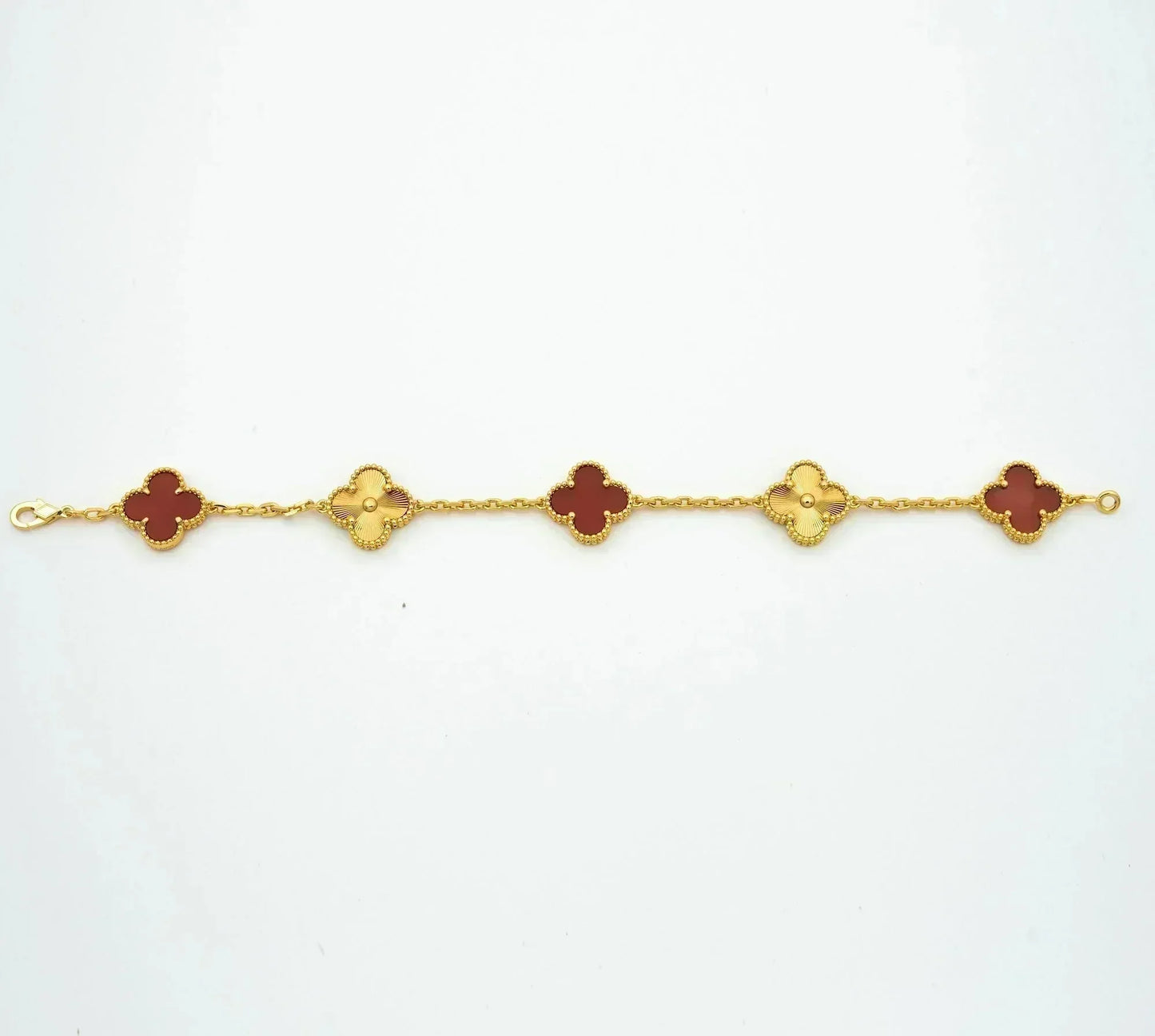 [BloomBling]CLOVER  5 MOTIFS CARNELIAN GOLD BRACELET