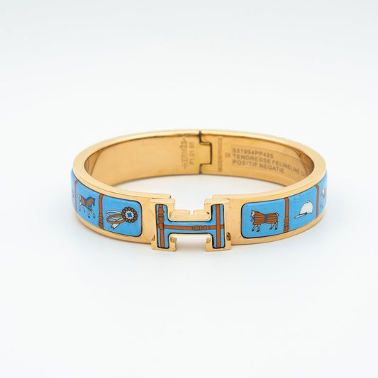[BloomBling]H PINK GOLD BRACELET BLUE CERAMIC