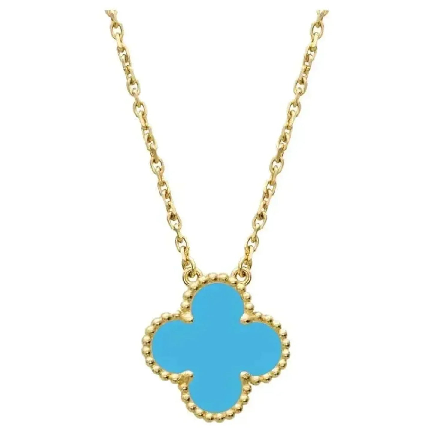 [BloomBling]CLOVER 15MM VINTAGE TURQUOISE NECKLACE