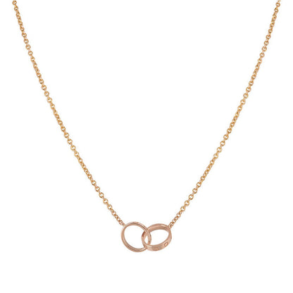 [BloomBling]LOVE NECKLACE DOUBLE RING PINK GOLD