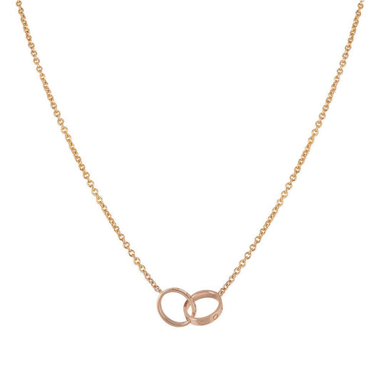 [BloomBling]LOVE NECKLACE DOUBLE RING PINK GOLD
