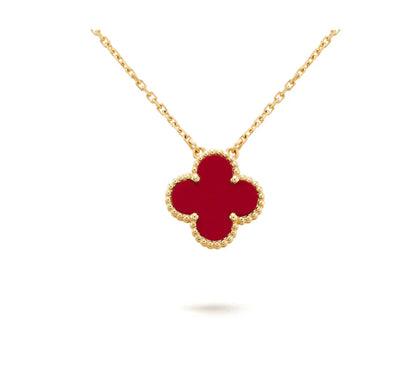 [BloomBling]CLOVER 15MM CARNELIAN SINGLE FLOWER NECKLACE