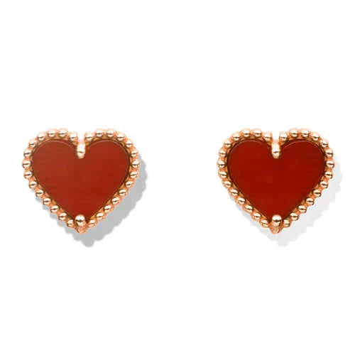 [BloomBling]HEART CARNELIAN STUD EARRINGS