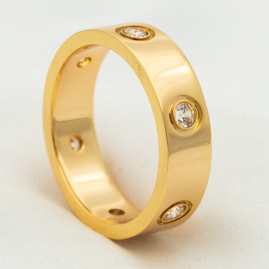 [BloomBling]LOVE RING 5.5MM 6 DIAMONDS PINK GOLD