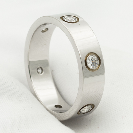 [BloomBling]LOVE RING 5.5MM 6 DIAMONDS SILVER