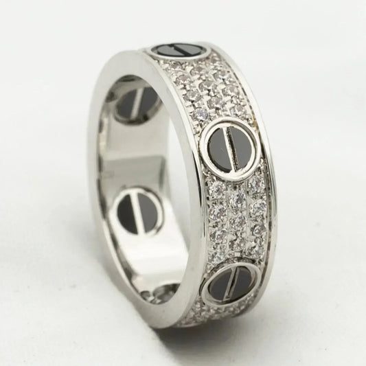 [BloomBling]LOVE RING 5.5MM DIAMONDS PAVED CERAMIC
