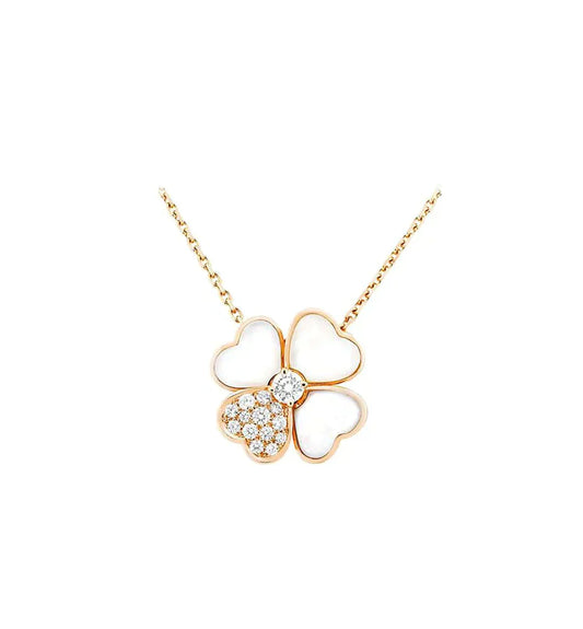 [BloomBling]CLOVER MOP DIAMOND ROSE GOLD NECKLACE