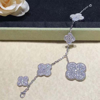 [BloomBling]CLOVER 6 MOTIFS SILVER DIAMOND BRACELET