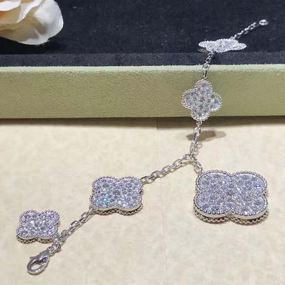 [BloomBling]CLOVER 6 MOTIFS SILVER DIAMOND BRACELET