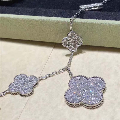 [BloomBling]CLOVER 6 MOTIFS SILVER DIAMOND BRACELET