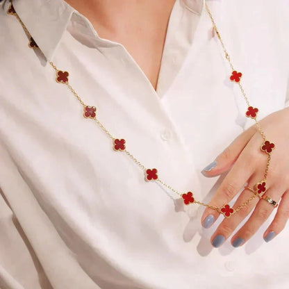 [BloomBling]CLOVER 20 MOTIFS CARNELIAN NECKLACE