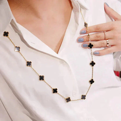[BloomBling]CLOVER 20 MOTIFS ONYX NECKLACE