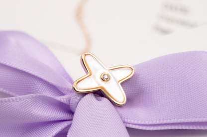 [BloomBling]JEUX DE WHITE MOP ROSE GOLD DIAMOND EARRINGS