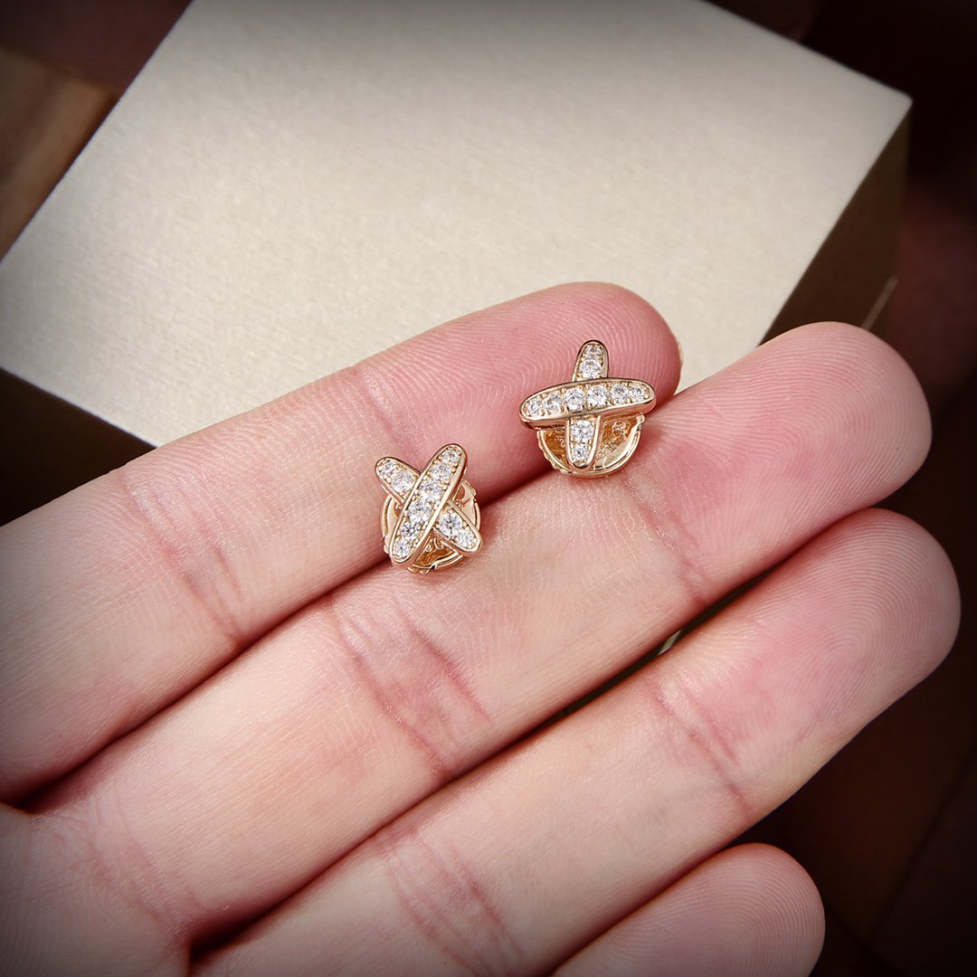 [BloomBling]JEUX DE GOLD DIAMOND EARRINGS