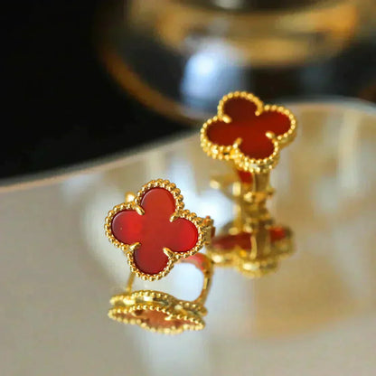 [BloomBling]CLOVER MEDIUM 1 MOTIFS CARNELIAN  EARRINGS