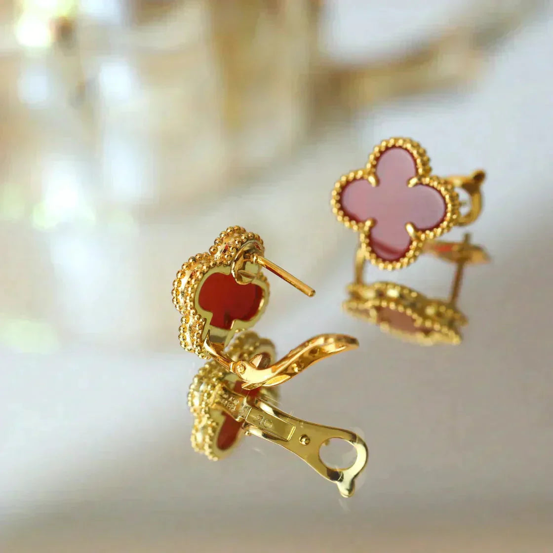 [BloomBling]CLOVER MEDIUM 1 MOTIFS CARNELIAN  EARRINGS