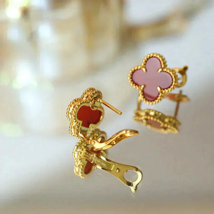 [BloomBling]CLOVER MEDIUM 1 MOTIFS CARNELIAN  EARRINGS