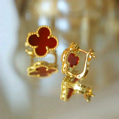 [BloomBling]CLOVER MEDIUM 1 MOTIFS CARNELIAN  EARRINGS