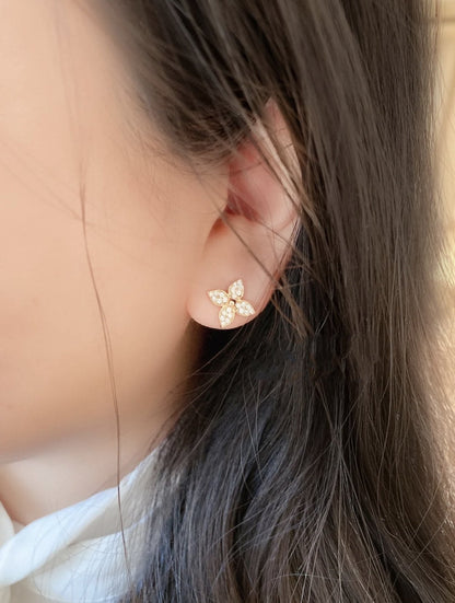 [BloomBling]STAR BLOSSOM STUD EARRINGS PINK GOLD DIAMONDS