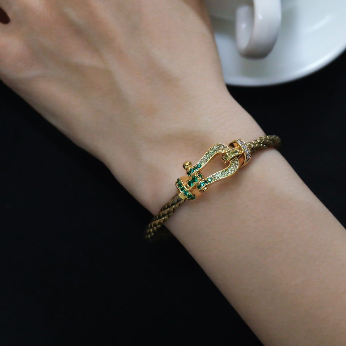 [BloomBling]FORCE 10 GOLD GREEN DIAMOND PAVED