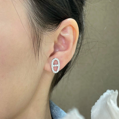 [BloomBling]HM FULL DIAMOND PIG NOSE STUD EARRINGS