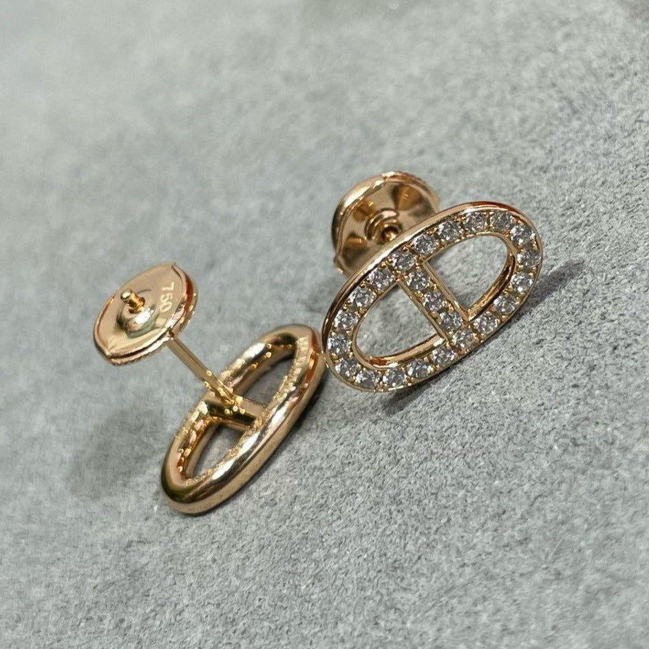 [BloomBling]HM FULL DIAMOND PIG NOSE STUD EARRINGS