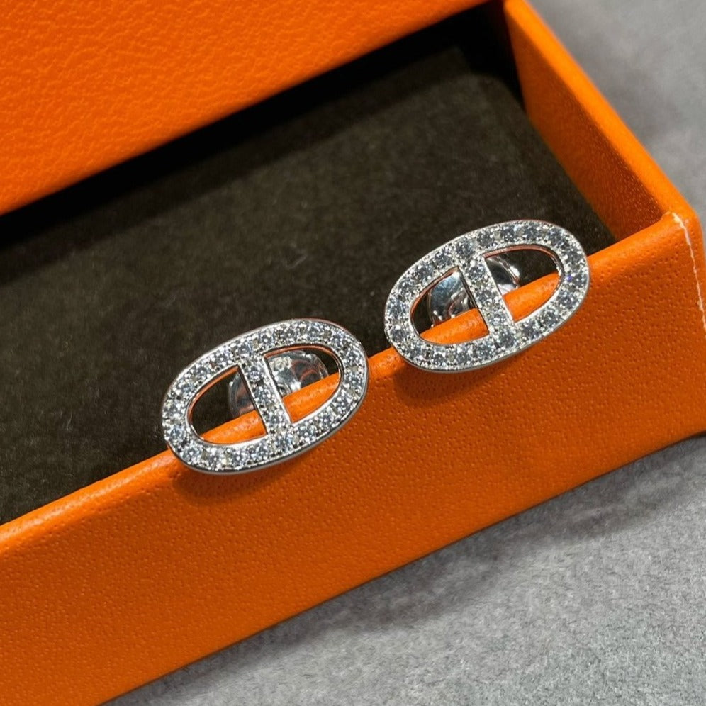 [BloomBling]HM FULL DIAMOND PIG NOSE STUD EARRINGS