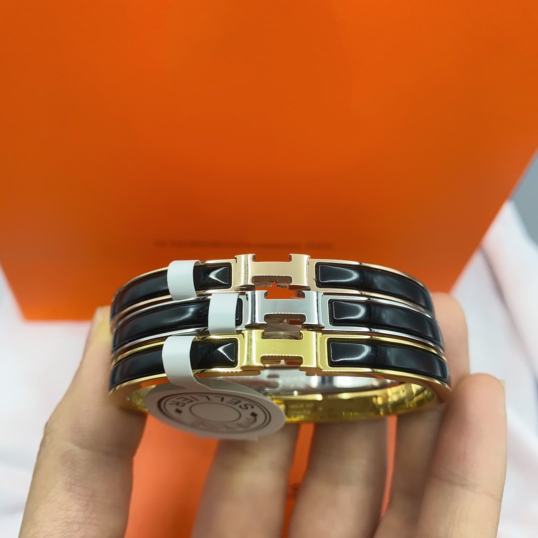 [BloomBling]CLASSIC HM CLIC BLACK 8MM ENAMEL BRACELET