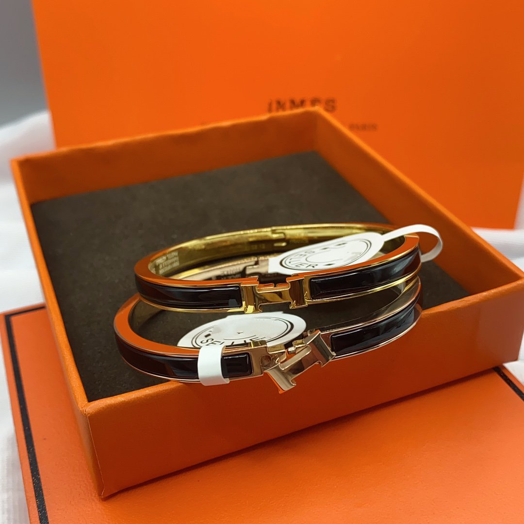 [BloomBling]CLASSIC HM CLIC BLACK 8MM ENAMEL BRACELET