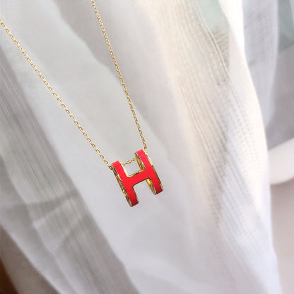 [BloomBling]HM CLIC RED ENAMEL GOLD NECKLACE
