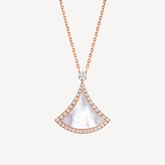 [BloomBling]DREAM MOP DIAMOND PAVED PINK GOLD NECKLACE