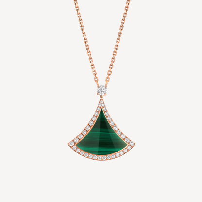 [BloomBling]DREAM MALACHITE DIAMOND PAVED PINK GOLD NECKLACE