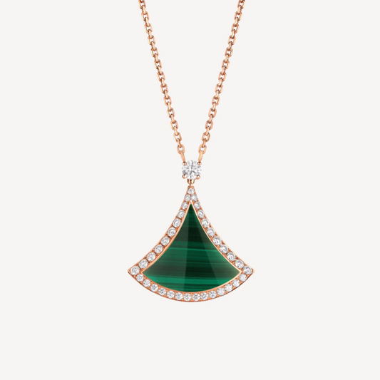 [BloomBling]DREAM MALACHITE DIAMOND PAVED PINK GOLD NECKLACE