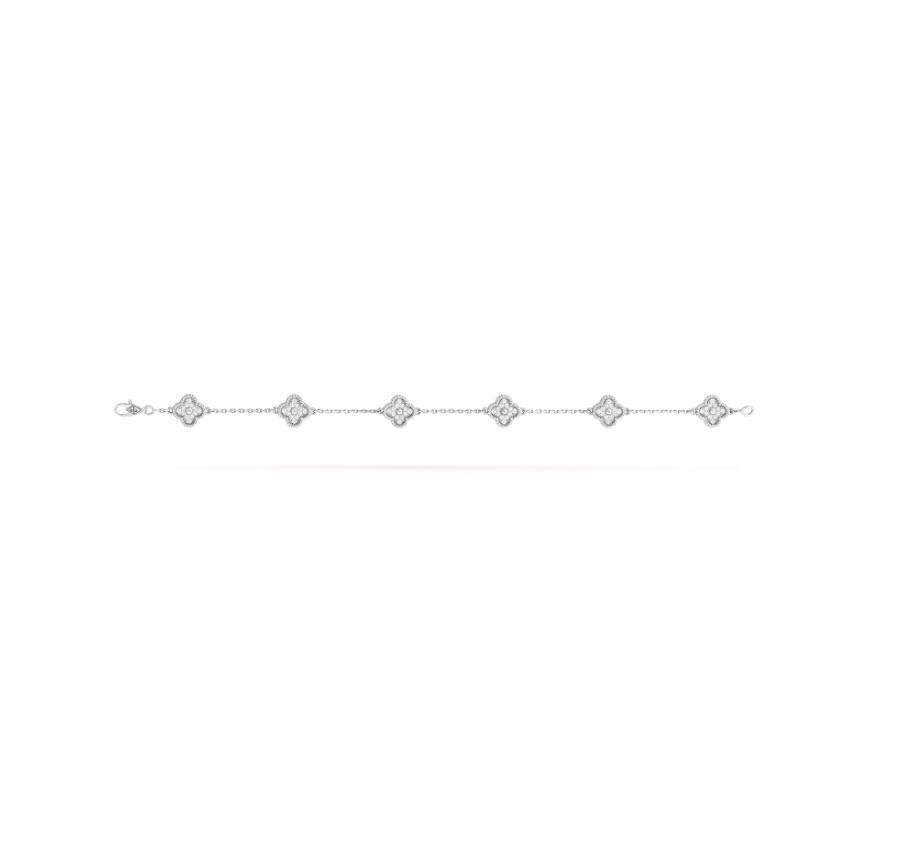 [BloomBling]CLOVER 6 MOTIF SILVER DIAMOND BRACELET