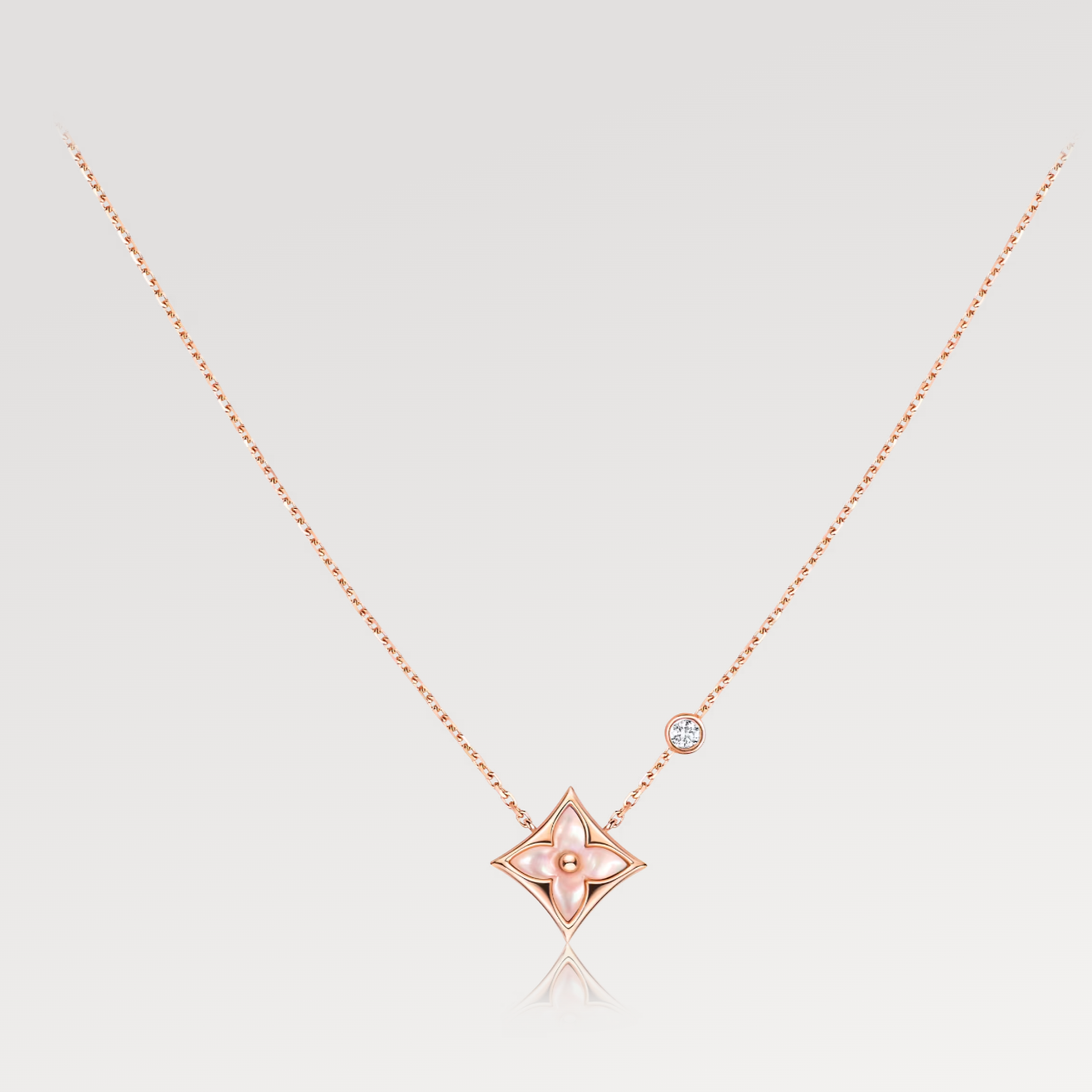 [BloomBling]STAR PINK MOP 1 DIAMOND PINK GOLD NECKLACE