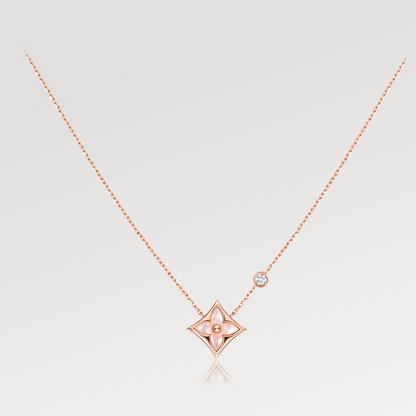 [BloomBling]STAR PINK MOP 1 DIAMOND PINK GOLD NECKLACE