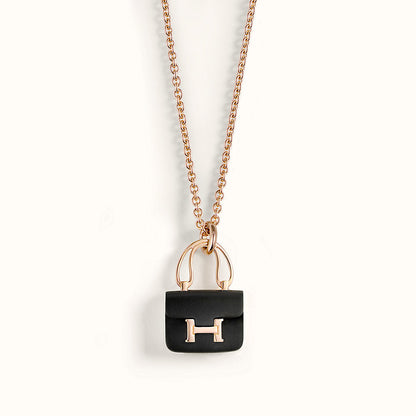 [BloomBling]CONSTANCE BLACK PEDANT PINK GOLD NECKLACE