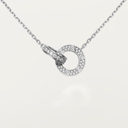 [BloomBling]LOVE 7.6MM NECKLACE ROSE GOLD AND SILVER  FULL DIAMOND