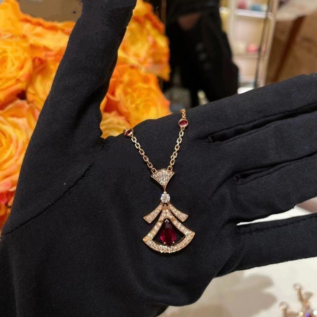 [BloomBling]DREAM NECKLACE CARNELIAN DIAMOND PINK GOLD