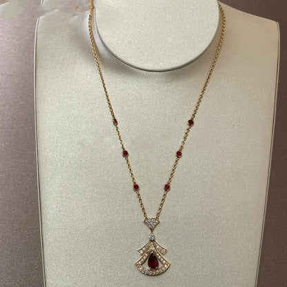 [BloomBling]DREAM NECKLACE CARNELIAN DIAMOND PINK GOLD